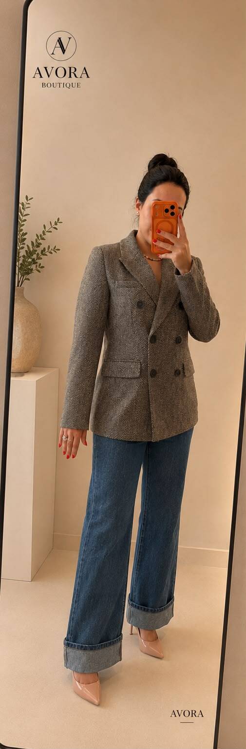 Blazer café de espiga