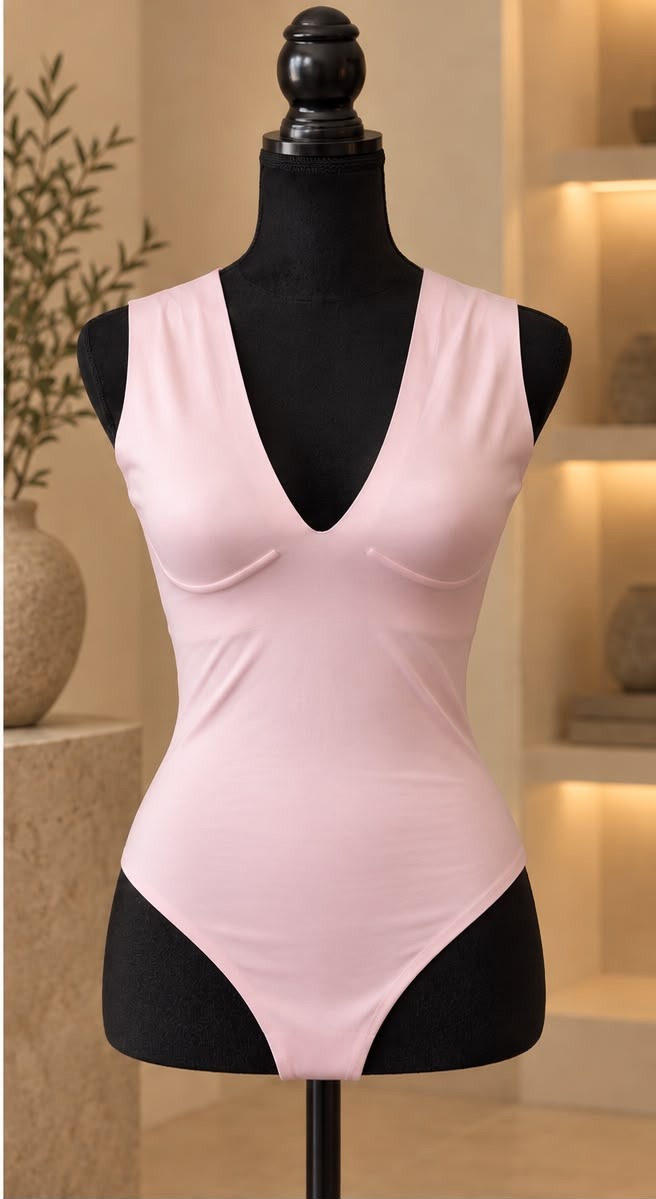 Body de licra con faja en rosa